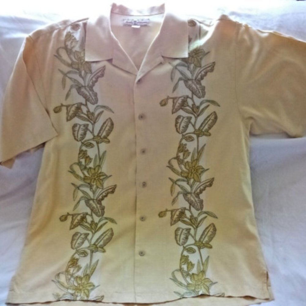 Men's Tommy Bahama Hawaiian Silk Camp Shirt - Embroidered Short Sleeve - Large